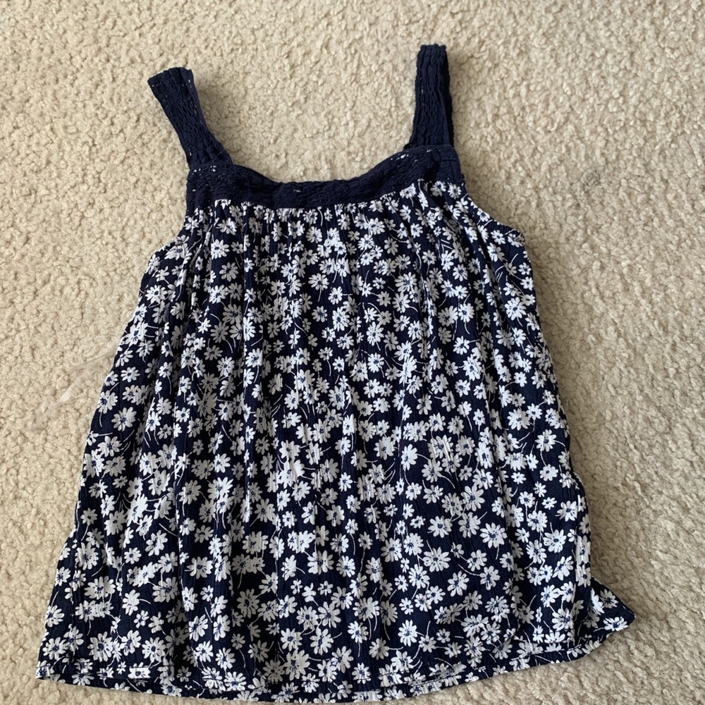 arizona floral blue sleeveless blouse
